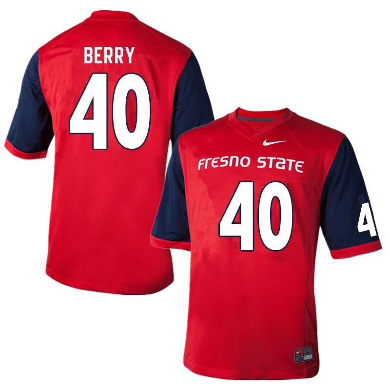 Men #40 Anthony Berry Fresno State Bulldogs College Football Jerseys Sale-Red